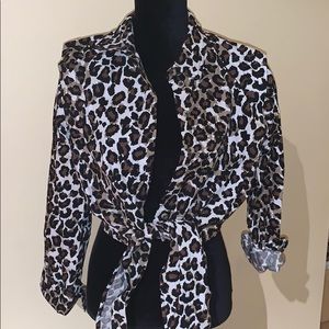 Cheetah Print Denim Button Up